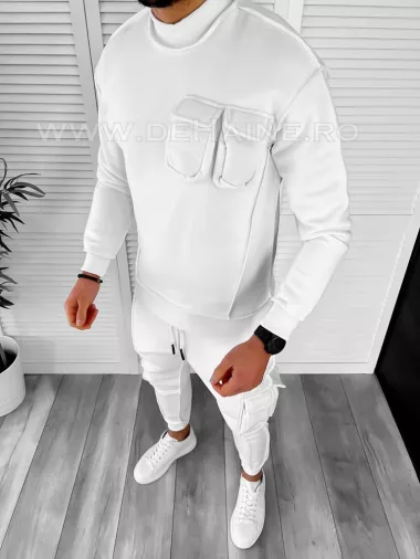 Trening barbati pantaloni + hanorac alb K156 56-1